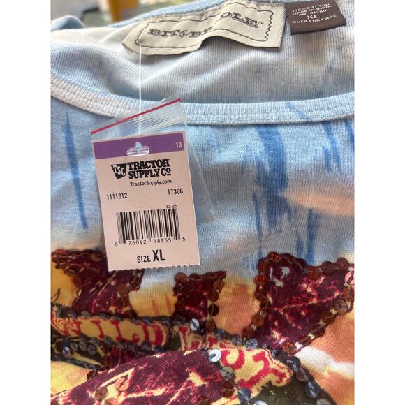 Bit & Bridle Top NEW Sequins Western Shirt Sparkly XL 100% Cotton Southwestern - Picture 7 of 10